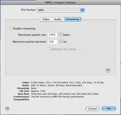 PcP Encodings - MPEG-4 Med - Streaming Settings